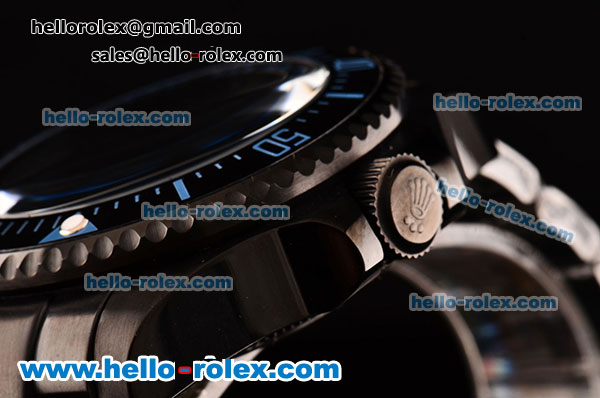 Rolex Sea-Dweller Bamford Asia 2813 Automatic PVD Case with PVD Strap Black Dial Blue Markers - Click Image to Close